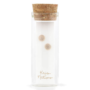 Kris Nations Round Crystal Stud Earrings - 18K Gold Vermeil