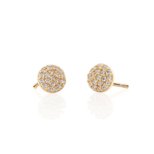 Kris Nations Round Crystal Stud Earrings - 18K Gold Vermeil