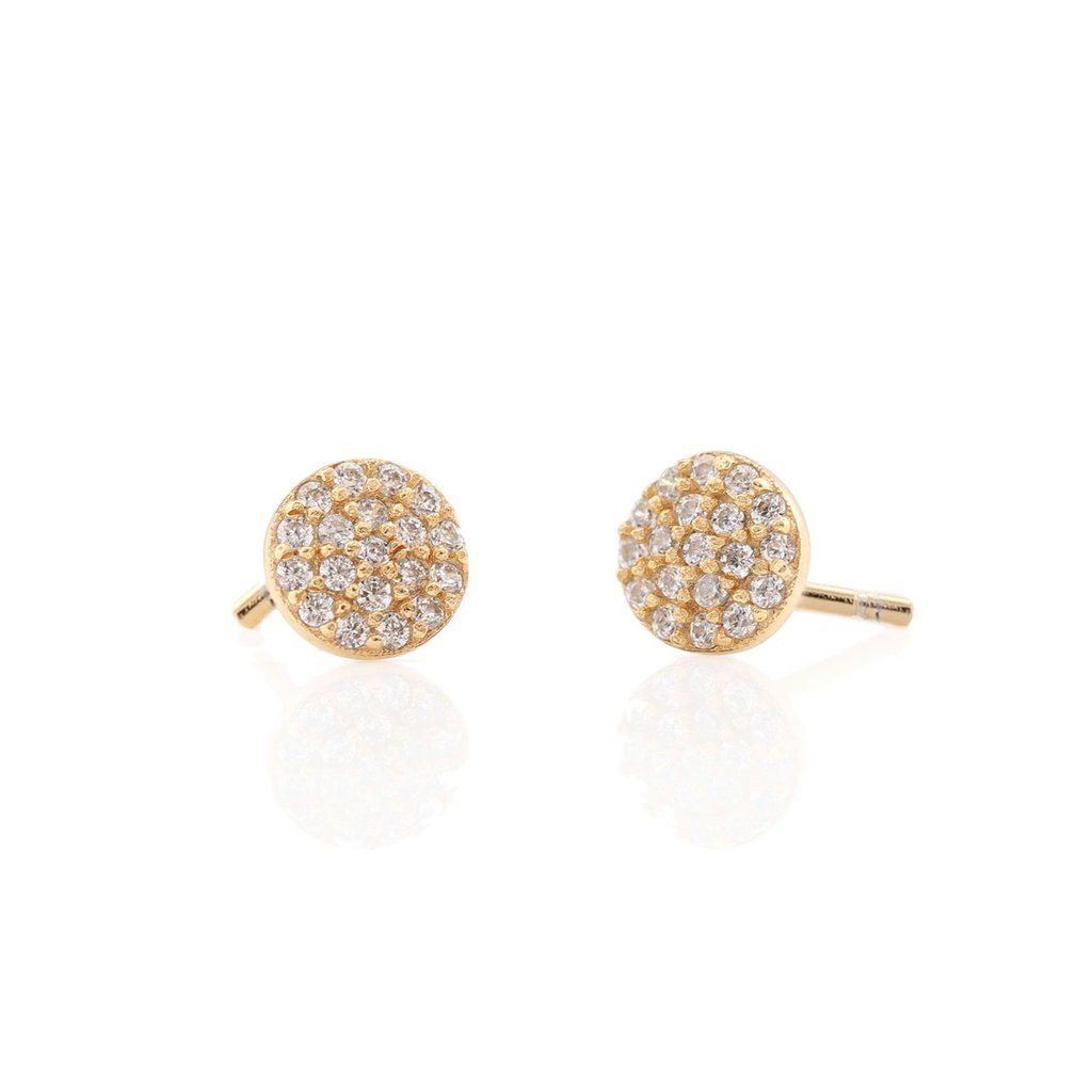 Kris Nations Round Crystal Stud Earrings - 18K Gold Vermeil