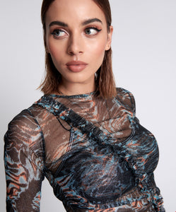 One Teaspoon Lurex Ruffle Party Mesh L/S Top - FINAL SALE