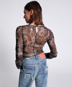 One Teaspoon Lurex Ruffle Party Mesh L/S Top - FINAL SALE