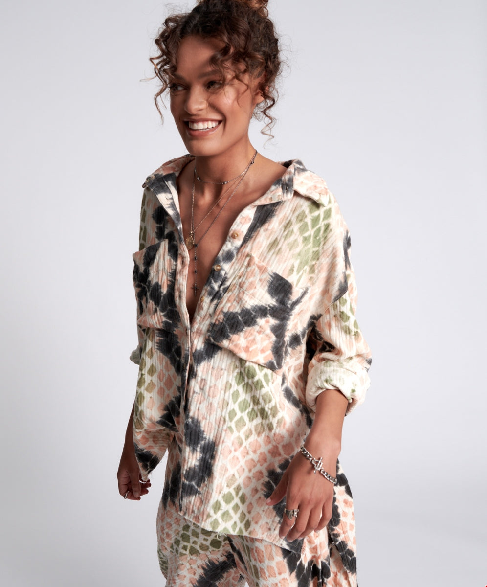One Teaspoon Boa Hand Painted Longline Shirt - FINAL SALE
