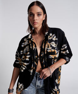 One Teaspoon Hand Printed Storm Flower Longline Shirt - FINAL SALE