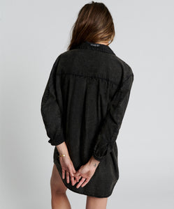 One Teaspoon Blackout Tuxedo Shirt Dress in Black Acid