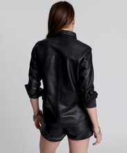Load image into Gallery viewer, One Teaspoon Sofia Cut Out Leather Shirt in Black - Final Sale