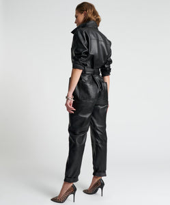 One Teaspoon Modern Reality Leather Claudia Jumpsuit in Black - FINAL SALE