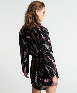 One Teaspoon Delusion Hand Beaded Wrap Dress in Black - FINAL SALE
