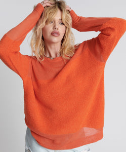 One Teaspoon Shattered Crew Knit Sweater in Orange