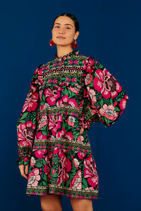 Farm Rio Flowers Garden Black Mini Dress
