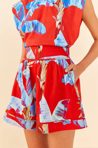 Farm Rio Red Sweet Jungle Organic Cotton Shorts - FINAL SALE
