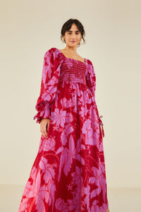 Farm Rio Living Nature Burgundy Maxi Dress - FINAL SALE