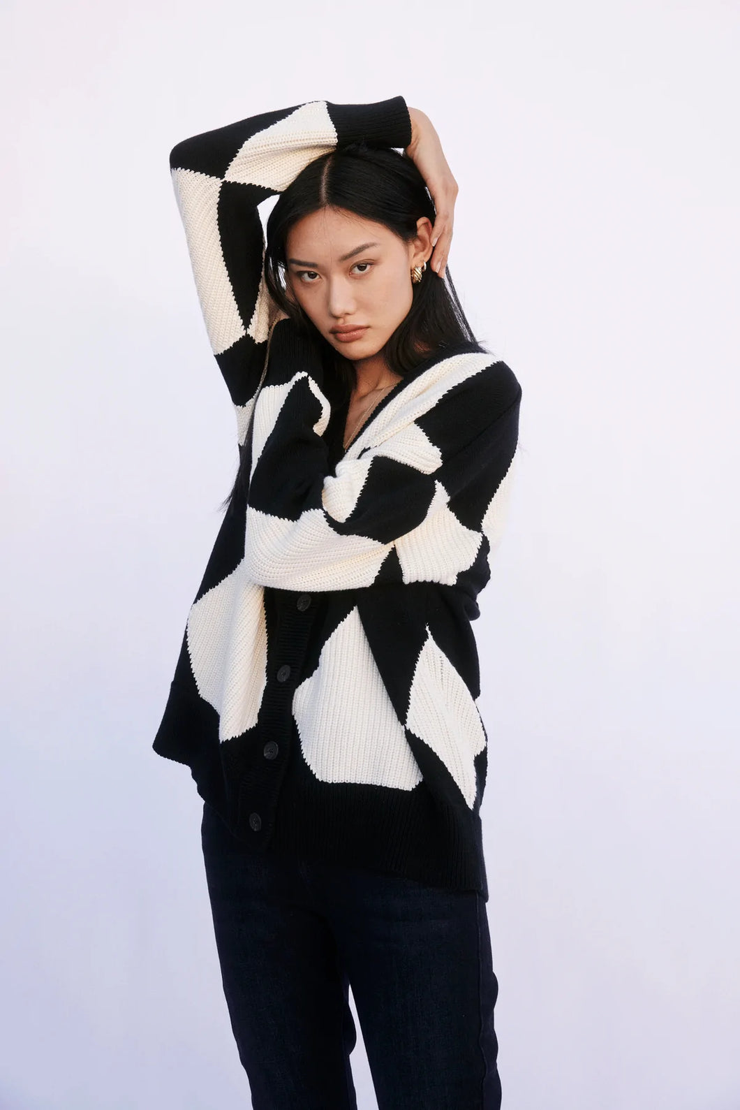 Pistola Evelyn Oversized Cardigan in Diamonds Play