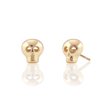 Load image into Gallery viewer, Kris Nations Small Skull Stud Earrings in Gold Vermeil