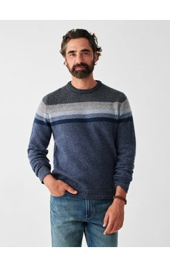 Faherty Mens Donegal Ombre Crew in Navy Storm