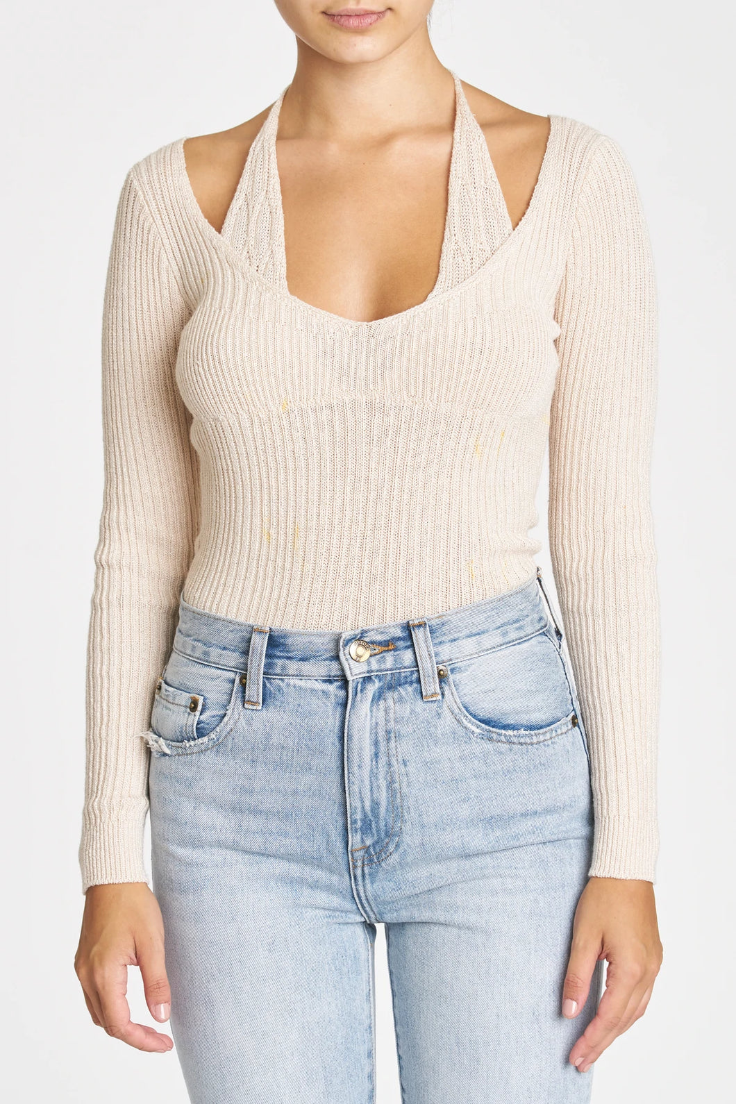 Pistola Camden Halter Two Layer Sweater in Sand Shell - FINAL SALE