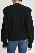 Load image into Gallery viewer, Pistola Camille V-Neck Shoulder Pad Sweater in Midnight - FINAL SALE