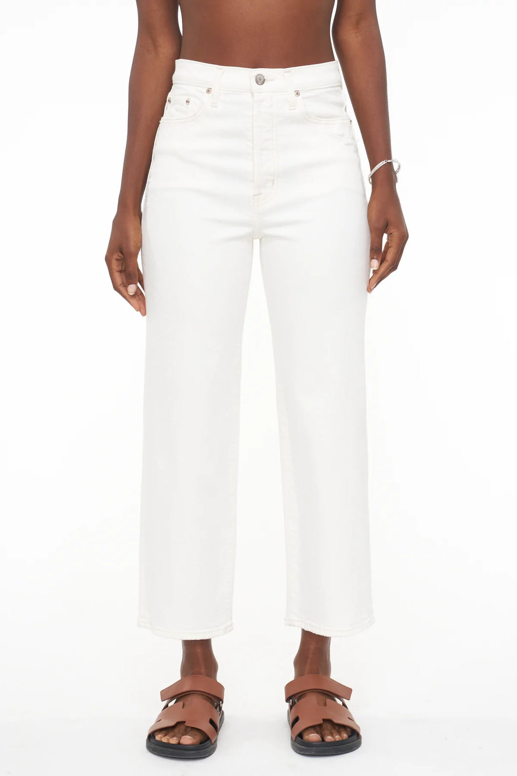 Pistola Cassie Crop Super High Rise Straight in Sand Vintage
