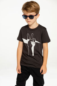 Chaser Kids Peace Bolt Jersey S/S Tee in Vintage Black - FINAL SALE