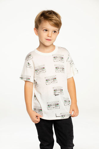 Chaser Kids Cassette Tape S/S Tee in Salt - FINAL SALE