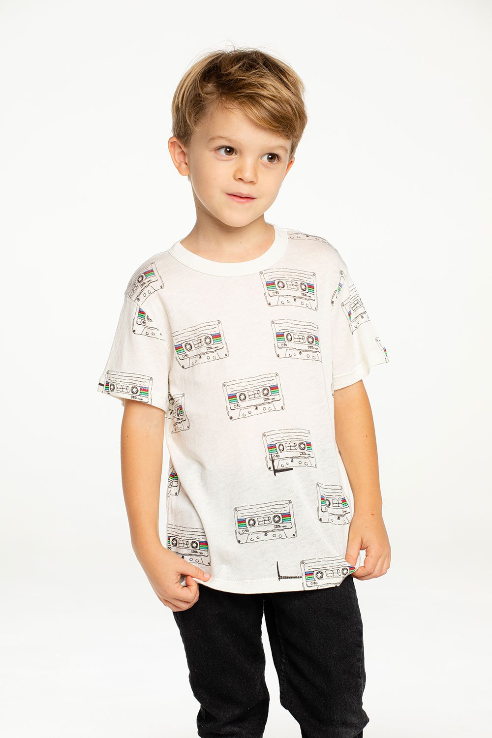 Chaser Kids Cassette Tape S/S Tee in Salt - FINAL SALE