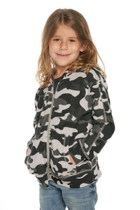 Chaser Kids Rpet Knit L/S Hoodie in Black Camo - FINAL SALE