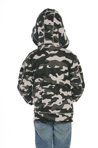 Chaser Kids Rpet Knit L/S Hoodie in Black Camo - FINAL SALE