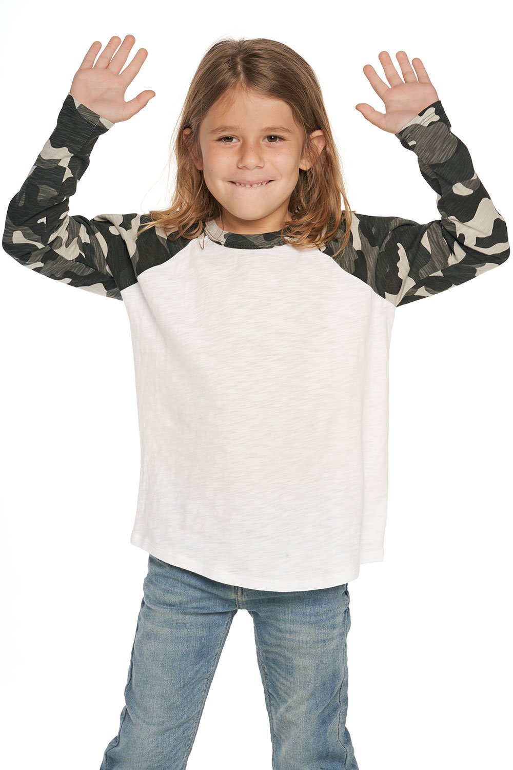Chaser Kids Gauze Jersey L/S Blocked Raglan in Camo - FINAL SALE