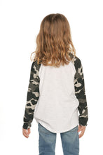 Load image into Gallery viewer, Chaser Kids Gauze Jersey L/S Blocked Raglan in Camo - FINAL SALE
