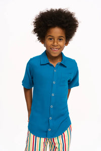 Chaser Kids Walker Short Sleeve Pocket Shirt - Mykonos Blue - FINAL SALE