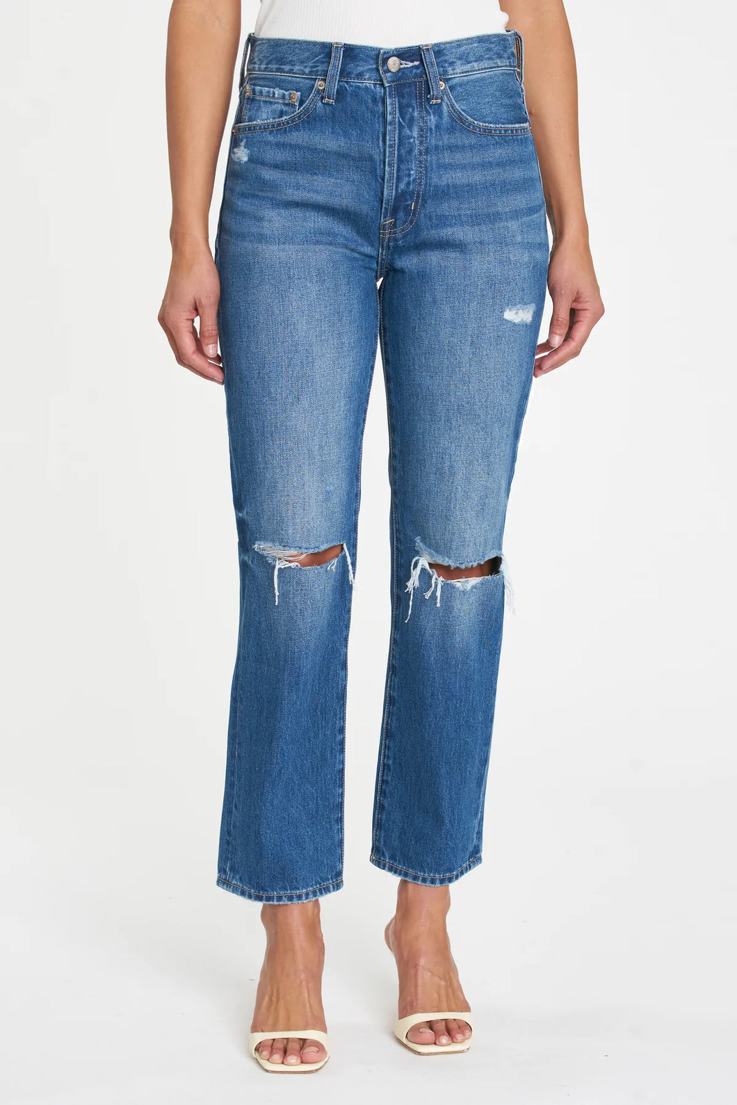 Pistola Charlie High Rise Classic Straight in Aurora Distressed