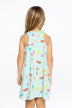 Load image into Gallery viewer, Chaser Kids Summer Treats Tank Dress in Aqua - FINAL SALE