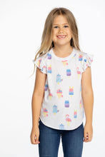 Load image into Gallery viewer, Chaser Kids Pretty Popsicles Flutter Sleeve Tee in White - FINAL SALE
