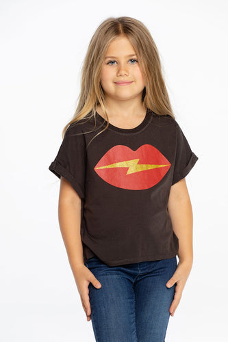 Chaser Kids Rock Lips Tee in Union Black - FINAL SALE