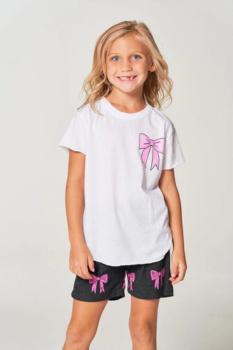 Chaser Kids Bow Tee in White - FINAL SALE