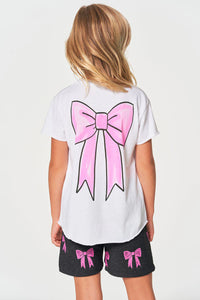 Chaser Kids Bow Tee in White - FINAL SALE