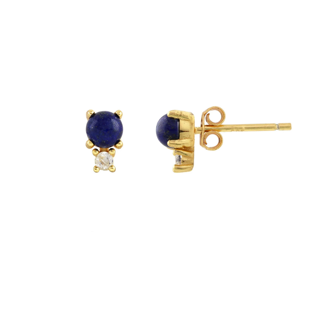 Kris Nations Two Stone Stud Earrings with White Topaz