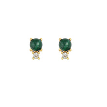 Load image into Gallery viewer, Kris Nations Two Stone Stud Earrings with White Topaz