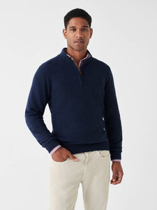 Faherty Mens Jackson Hole Quarter Zip Sweater - Navy Heather