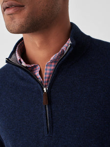 Faherty Mens Jackson Hole Quarter Zip Sweater - Navy Heather