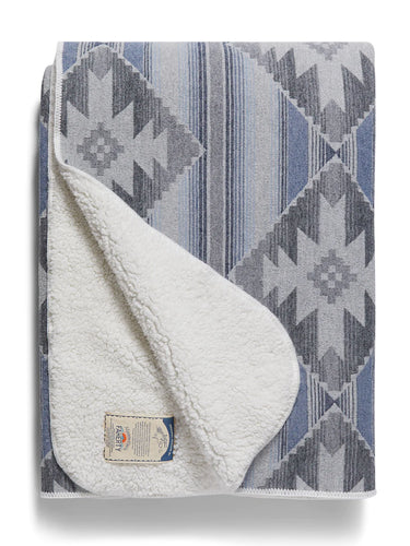 Faherty Doug Good Feather Recycled High Pile Fleece Blanket in Glacier Rock