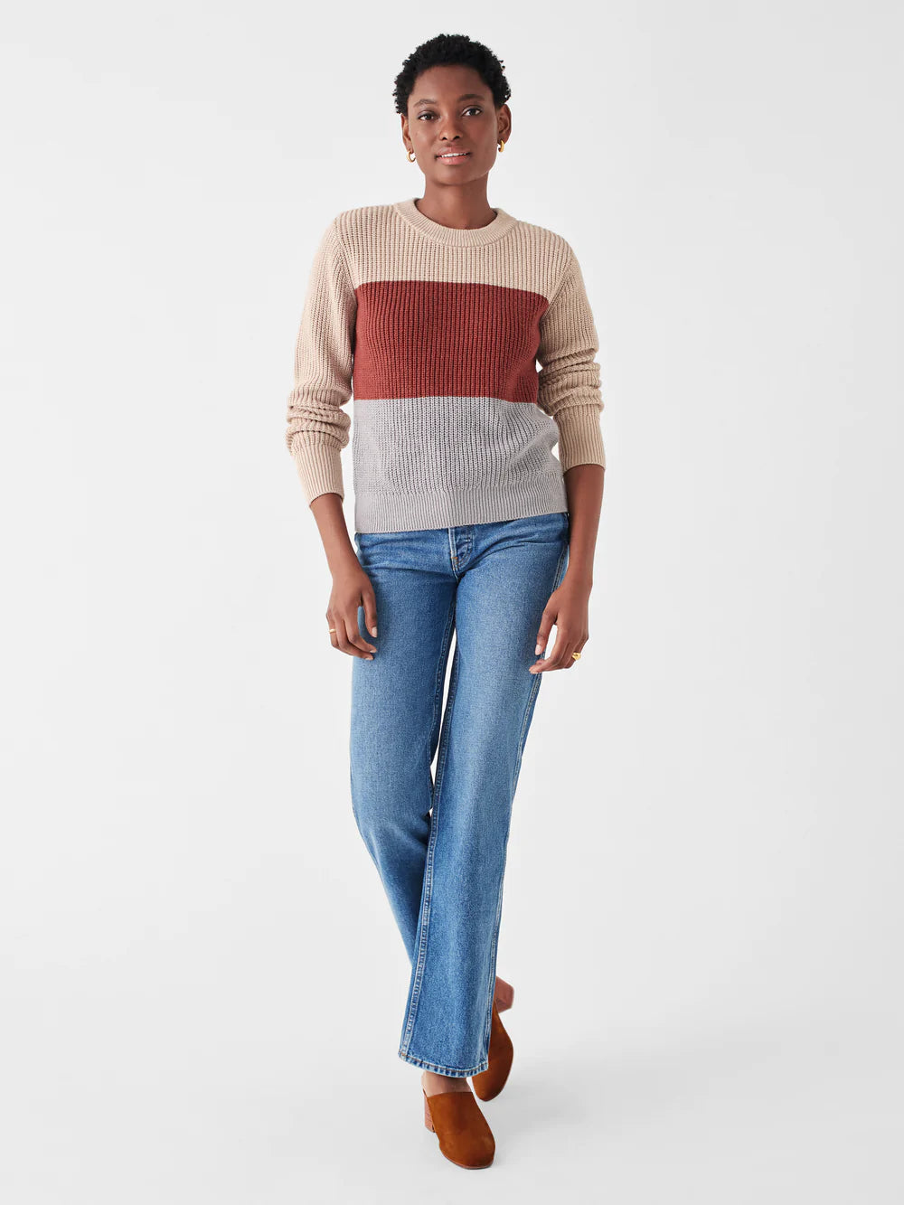 Faherty Cozy Cotton Crew Autumn Colorblock FINAL SALE Serge