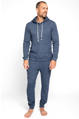 Sol Angeles Mens Thermal Pullover Hoodie in Indigo