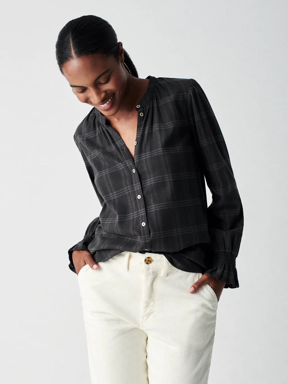 Faherty Womens Harper Top in Aspen Black