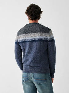 Faherty Mens Donegal Ombre Crew in Navy Storm
