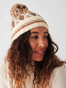 Faherty Frost Stripe Fair Isle Beanie in Natural Peak