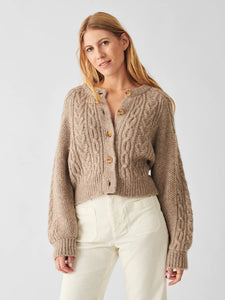 Faherty Womens Frost Cropped Cardigan in Oat