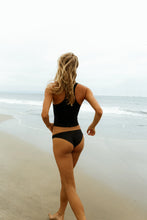Load image into Gallery viewer, Cali Dreaming Racer Back Swim Tank in Black