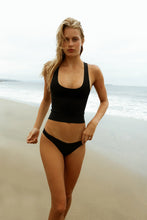 Load image into Gallery viewer, Cali Dreaming Racer Back Swim Tank in Black - FINAL SALE