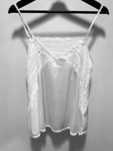 Load image into Gallery viewer, POL Satin Camisole w/Fringe Hem Detail in Off White - FINAL SALE
