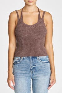 Pistola Louise Halter Two Layer Sweater Tank in Mocha - FINAL SALE